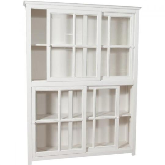 bisc L6114B festett feher termeszetes fa antikolt polcos toloajtos szekreny konyvespolc konyszekreny butor veranda iroda dolgozoszoba country butor rusztikus mediterran provence provansz nyaralo balaton tomorfa etkezo.jpg